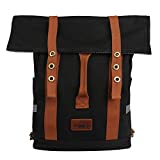 TOURBON Black Canvas Backpack Convertible Panniers Bike Rear Rack Bag Travel Bicycle Commuting Back Pack Grocery Shopping Carrier for Cycling Hiking School Motorcycle