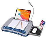 Deluxe Lap Desk for Laptop and Writing - Blue Sunbursts - Laptop Stand Accessories - Home Office Tray - Work from Home - Car Sofa Chair Couch Portable Desk - Pillow - Reading Light - Tablet Slot
