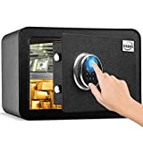 Tenamic Safe Box Luxury Biometric Fingerprint Cabinet Safe 0.85 Cubic Feet Fireproof Waterproof Safe Box with Induction Light and Leather Black