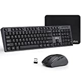 Wireless Keyboard and Mouse, UHURU Full-Size Wireless Mouse and Keyboard Combo with Mouse Pad, 2.4GHz USB Wireless Keyboard for Laptop, Computer, PC, Compatible with Mac, Windows XP/7/8/10
