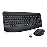 Wireless Keyboard and Mouse Combo, 2.4G Full-Sized Ergonomic Computer Keyboard with Wrist Rest and 1600 DPI Wireless Noiseless Mouse for Windows, PC, Laptop, Windows XP/7/8/10 (Black)
