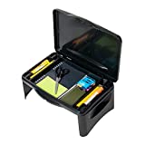 Mind Reader LAPSTOR-BLK Folding Lap, Portable Laptop Desk, Breakfast, Bed Table, Serving Tray with Extra Storage Space for Books, Files, Docs, School Supplies and More, for Kids, Adults, Black