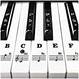 Piano Keyboard Stickers for 37/49/54/61/88 Key,Removable Keyboard Letters, Piano Notes Stickers for Kids Beginners-Black