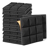 FOUCARSI 12 Pack Sound Dampening Panels,12' X 12' X 2'Acoustic Foam Panels,Sound Proof Wall Panels for Studio,home,9 Block Mushroom Design - Black