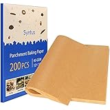 Syntus Parchment Paper Sheets, 200 Pcs Non-Stick Precut 12 x 16 Inch Unbleached Baking Papers for Cookies Steaming Bread Cup Cake Grilling Air Fryer