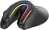 Ergonomic Mouse Wireless, ProtoArc EM11 Bluetooth Vertical Ergo Mouse, Rechargeable, 2.4G RGB Optical Vertical Mice with 3 Adjustable DPI, 3-Device Connection for PC, iPad, Mac, Windows-Black