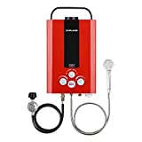 Tankless Water Heater, GASLAND Outdoors BE158R 1.58GPM 6L Portable Gas Water Heater, Instant Propane Water Heater, Overheating Protection, Easy to Install, for RV Cabin Barn Camping Boat, Red