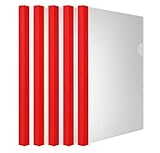 Clear Report Covers with Solid Color 14mm Sliding Bar (18C, 100-sheet Capacity), Transparent Resume Presentation File Folders Organizer Binder, for Letter/A4 Size Paper, 10 Pcs, Solid Red