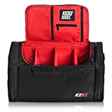 KXKS. (Kicks Kase) Premium Sneaker Bag & Travel Duffel Bag - 3 adjustable compartment dividers - For shoes, clothing and gym (Black/Red)