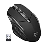Wireless Mouse 700mAh INPHIC Large Ergonomic Rechargeable 2.4G Optical PC Laptop Cordless Mice with USB Nano Receiver, for Windows Computer Office, Black