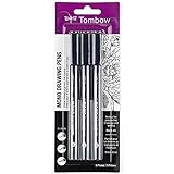 Tombow 66403 MONO Drawing Pen, 3-Pack. Create Precise, Detailed Drawings with Three Tip Sizes – 01, 03 and 05