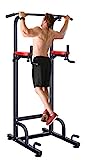 RELIFE REBUILD YOUR LIFE Power Tower Pull Up Bar Dip Station for Home Gym Adjustable Height Strength Training Workout Equipment