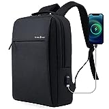 Victoriatourist Laptop Backpack 15.6 Inch, Business Slim Durable Travel Water Resistant Backpacks with USB Charging Port, College School Bookbag Computer Bag Gifts for Men Women Fits Notebook(Black)