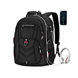 Laptop Backpack 17 Inch Business Travel Backpacks for Men Women Extra Large Waterproof TSA Anti Theft College Bookbags with USB Charging Port 17.3 Gaming Computer Backpack 45L, Black