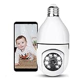 Light Bulb Security Camera, Full-HD 1080P 360 Degree Panoramic 2.4Ghz Wireless Surveillance WiFi Security Camera (No Micro SD Card)