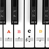 Juliet Music Piano Keyboard Stickers for keys removable,Learn to Play Piano for 88/61/54/49/37 Keys. Full Set Kids and Beginners Learning Piano, with Note Labels Instruction, No Residue