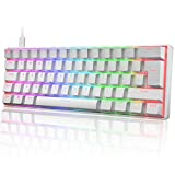ZIYOU LANG MK21 Portable 60% Mechanical Gaming Keyboard Untra-Compact Type-c Wired with Light Up Chroma LED Backlit Non-Conflict 61 Key TKL Ergonomic for PS4 PS5 PC Mac Windows(White/Blue Switch)