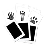 Baby Footprint Handprint Kit Clean Touch Ink Pad, 3 Pcs Pet Dog Paw Stamp Pad Print Kit, Safe Newborn Inkless Infant Hand and Footprint Ornament Kit, Doesn’t Touch Skin, Impression Memory Gift, Black