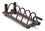 Steelbody Horizontal Plate and Olympic Bar Rack Organizer with Steel Frame and Transport Wheels STB-0130, brown