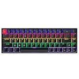 68 Keys Wireless and Wired Mechanical Gaming Keyboard with Blue Switches, Audible Click Sound Rainbow Portable Compact Mini Office Keyboard for Windows PC Gaming