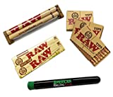 RAW Organic King Size Rolling Papers Combo Includes: 2 Packs Of RAW Organic King Size Slim Rolling Papers, 3 Boxes RAW Pre Rolled Tips, RAW 110MM Rolling Machine and American Rolling Club Tube