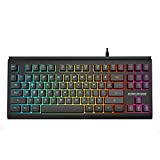 Rainbow LED Backlit 87 Keys Gaming Keyboard, Compact Keyboard with 12 Multimedia Shortcut Keys USB Wired Keyboard for PC Gamers Office