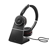 Jabra Evolve 75 UC Wireless Headset, Stereo – Includes Link 370 USB Adapter and Charging Stand – Bluetooth Headset with World-Class Speakers, Active Noise-Cancelling Microphone, All Day Battery