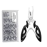 100pcs Fishing Weights Sinkers & Fishing Pliers Set, Removable Split Shot Sinker Weights, Round Egg Sinkers, Fishing Egg Weights 5 Sizes Assortment Lead Shot Sinkers
