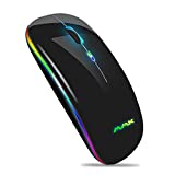 Wireless Bluetooth Mouse for Laptop, Rechargeable Mouse 2.4G USB Optical Wireless Mouse, LED Slim Dual Mode(Bluetooth 5.0 and 2.4G) Wireless Mouse for Laptop, PC, Mac OS , Android , Windows(Black)