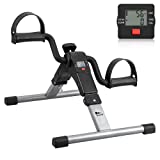 Folding Pedal Exerciser, Mini Exercise Bike Under Desk Bike Pedal Exerciser Arm and Leg Peddler Machine with LCD Monitor