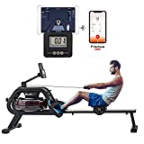 HouseFit Water Rower Rowing Machine with Bluetooth APP 330Lbs Weight Capacity for Home use Water Row Machine Exercise Equipment with iPad and Phone Support LCD Digital Monitor