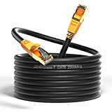 Cat 8 25ft, High Speed Internet Cord Shielded F/FTP 40Gbps 2000Mhz Gigabit LAN Ethernet Cables with RJ45 Connector Gold Plated for Gaming Router Modem Mac Laptop POE PC TV PS3 PS4 PS5 Xbox Network