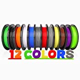 PLA 3D Printer Filament Packs 1.75mm, Dikale 12pcs Bundle Assorted Colors, 500g per Spool, Diameter Accurancy +/- 0.02 mm, Fit for for Ender 3 3D Printer etc