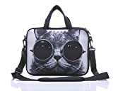 11-Inch to 12-Inch Neoprene Laptop Sleeve Case Bag with shoulder strap For 11', 11.6', 12' Ultrabook/Acer/Asus/Dell/HP/Toshiba/Lenovo/Chromebook (Grey cat with sunglasses)