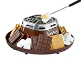 Nostalgia Indoor Electric Stainless Steel S'mores Maker with 4 Compartment Trays for Graham Crackers, Chocolate, Marshmallows and 2 Roasting Forks, Brown
