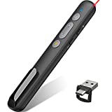 Presentation Clicker with USB-A&Type-C Port, Wireless Presenter Remote with Hyperlink Volume Control, Red Laser Pointer for Presentations PowerPoint Clicker Slider Advancer for PC Computer/Keynote/MAC