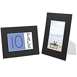 Golden State Art Cardboard Paper Picture Frame for 5x7 Photo, 3/16 Inches Thickness, Includes 10 Clear Bags (Black, 10 Pack)