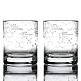 Greenline Goods Whiskey Glasses - 10 oz Tumbler Gift Set – Science of Whisky Glasses (Set of 2) Etched with Whiskey Chemistry Molecules | Old Fashioned Rocks Glass