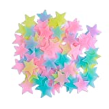 AM AMAONM 100 Pcs Colorful Glow in The Dark Luminous Stars Fluorescent Noctilucent Plastic Wall Stickers Murals Decals for Home Art Decor Ceiling Wall Decorate Kids Babys Bedroom Room Decorations