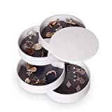 CONBOLA Jewelry Organizer, Small Jewelry Storage Box Earring Holder for Women, 5-Layer Rotating Travel Jewelry Tray Case with Lid for Bracelets Rings Bracelets(White)