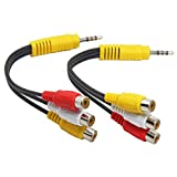 3.5mm to RCA AV Cable, AV Adapter for Samsung TV, Ancable 2-Pack 6-Inch(15cm) Component to 3.5mm Audio/Video Splitter for TV, DVD Player,Gamecube, Wii, Old Sega Saturn