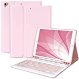 Keyboard Case for iPad 10.2' 9th 8th 7th Generation, with Detachable Bluetooth Keyboard and Pencil Holder, for iPad 10.2 Inch/iPad Air 10.5'(3rd Gen)/iPad Pro 10.5 in, Auto Sleep/Wake Function (Pink)