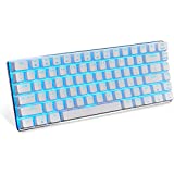 Gaming Mechanical Keyboard Wired USB Metal Mechanical Blue Switch Computer Gaming Keyboard with Blue LED Backlit for Computer Gamers (Blue Switch, White)