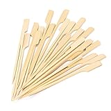 6 Inch Bamboo Skewers 100PCS Food Appetizer Toothpicks Wide Flat Paddle Bamboo Wood Picks for Cocktail, Marshmallow, Fruit, Grilling, Drink, BBQ, Barbecue, Yakitori Chicken, Fondue, Roasting