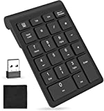 Wireless Number Pad, USB Numeric Keypad Numpad 22 Keys 2.4 GHz Portable Financial Accounting Number Keyboard Extensions 10 Key for Laptop Desktop Notebook Surface Pro PC etc(Black) Upgraded