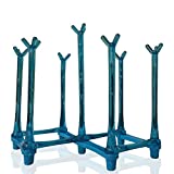 Retractable Cup Drying Rack Drinking Glass and Sports Bottle Drainer Stand Plastic Bag Dryer for Kitchen Dish Drainer with 7 Plastic Mug Tree Hooks Blue