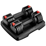 VIVOHOME 2.5 lbs to 15 lbs Adjustable Weights Dumbbells Set of 2 with Anti-Slip Handle and Tray Multiweight Options Workout Equipment for Men Women Home Gym Office