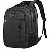 Laptop Backpack with USB Charging Port, Water Resistant 15.6 Inch Computer Bag (15.6 Inch, Black)