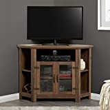 Amerlife Corner TV Stand for TV's up to 48', 44 Inch Modern Farmhouse Wood Entertainment Center, TV Console with Double Doors and Storage Cabinets for Living Room,Reclaimed Barnwood