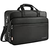 17 inch Laptop Bag, Travel Briefcase with Organizer, Expandable Large Hybrid Shoulder Bag, Water Resistant Business Messenger Briefcases Computer Bag for Men and Women Fits 17 15.6 Inch Laptop, Black
